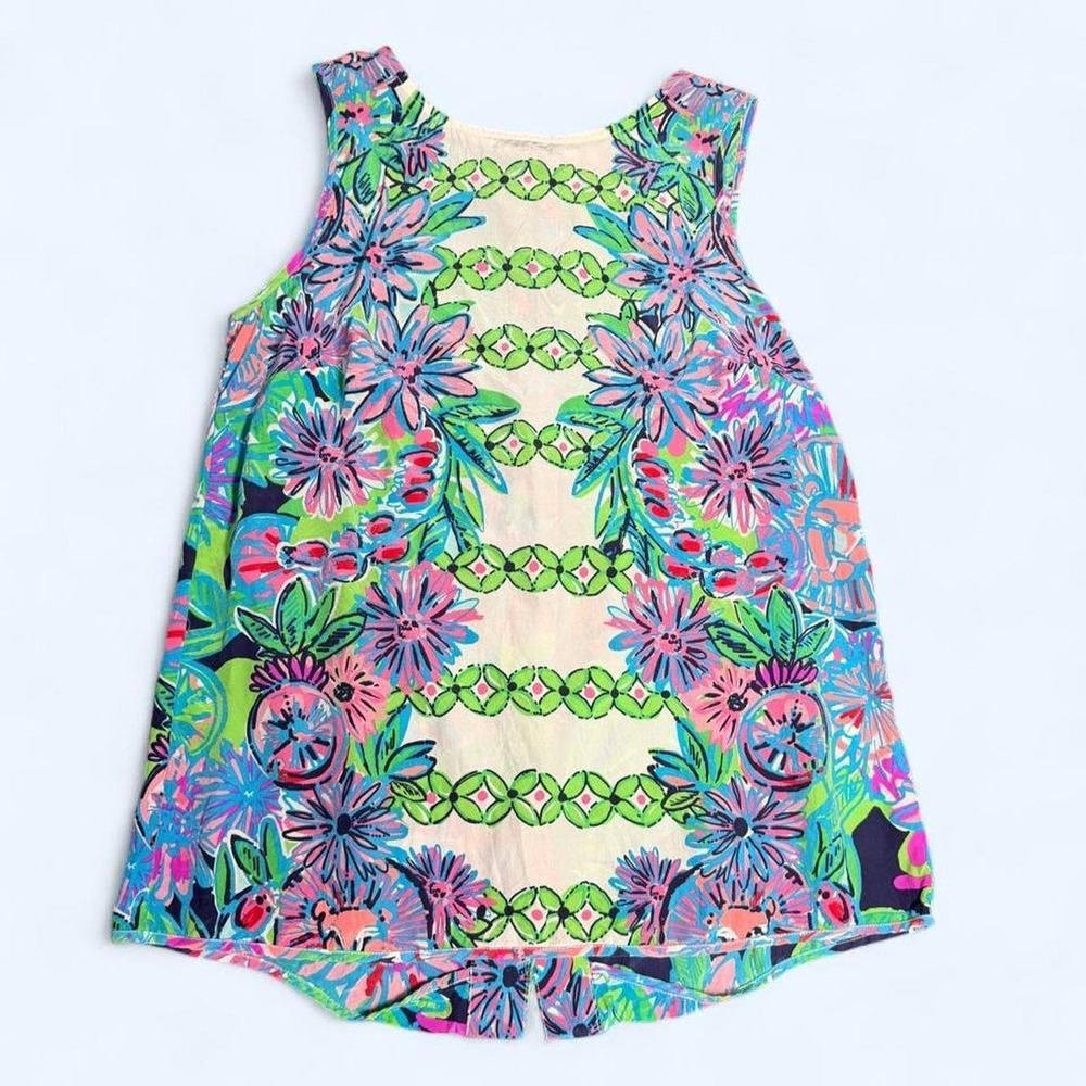 Lilly Pulitzer Silk Sleeveless Top Women XS Multicolor Floral Button Back